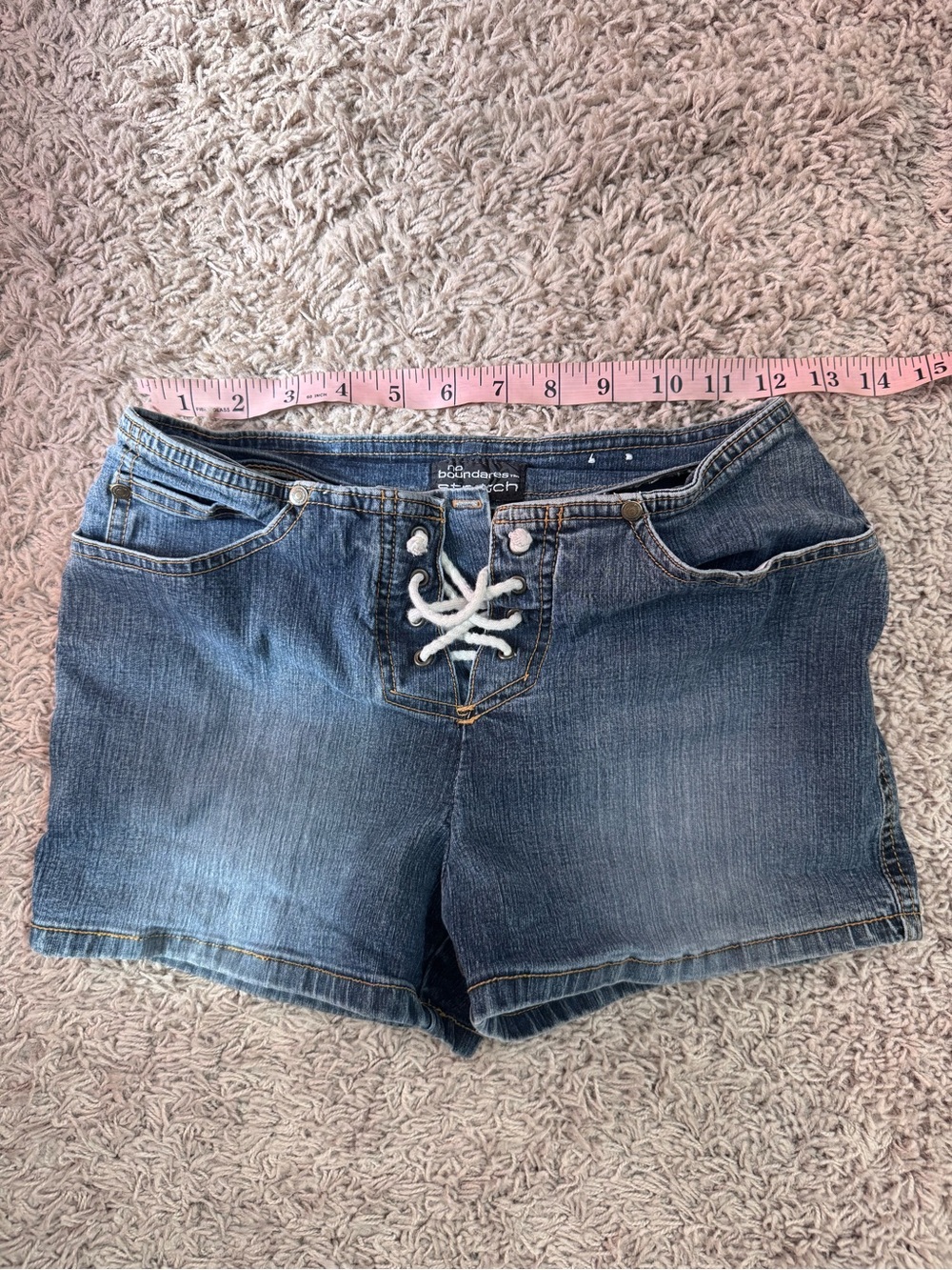 No Boundaries Lace-Up Denim Shorts - Blue
